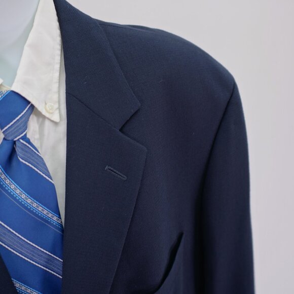 Hugo Boss U.S.A. Einstein Virgin Wool 3‎ Button Sport Coat Blue Basketweave 46L - Picture 4 of 14